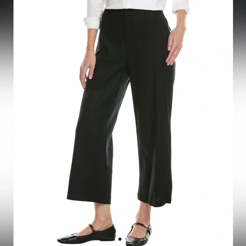 Rag & Bone Dylan Pant Cropped Linen Blend Black Women’s size 16 Wide Leg